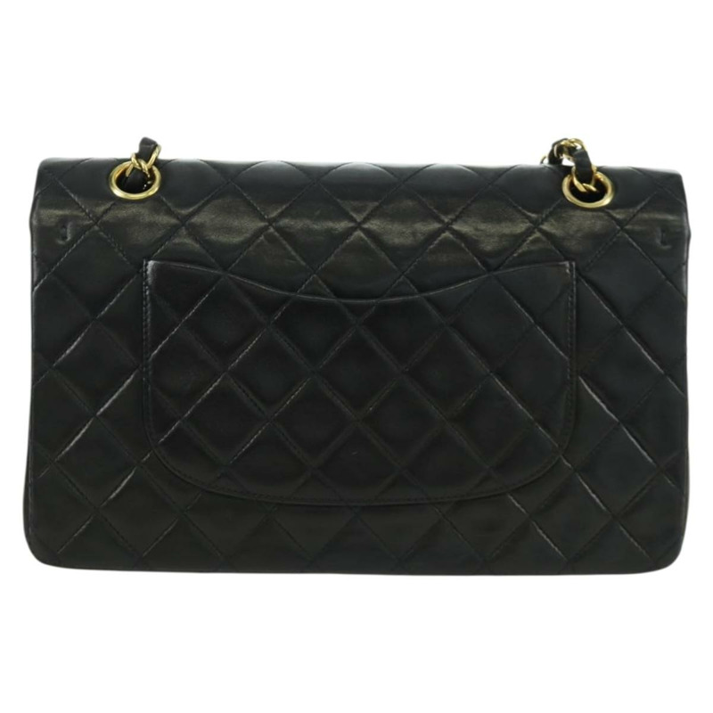 【日本直送】香奈兒 Matelasse 25 雙蓋鏈條包 羊皮 金色 黑色 CC Auth ARZ720SAV-1