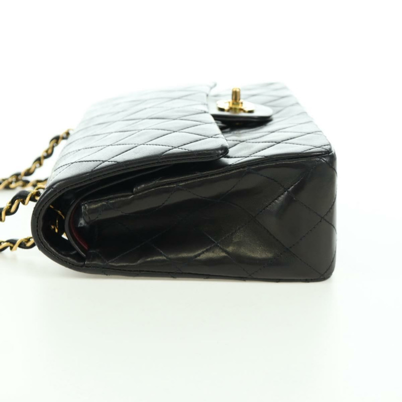 【日本直送】香奈兒 Matelasse 25 雙蓋鏈條包 羊皮 金色 黑色 CC Auth ARZ720SAV-2