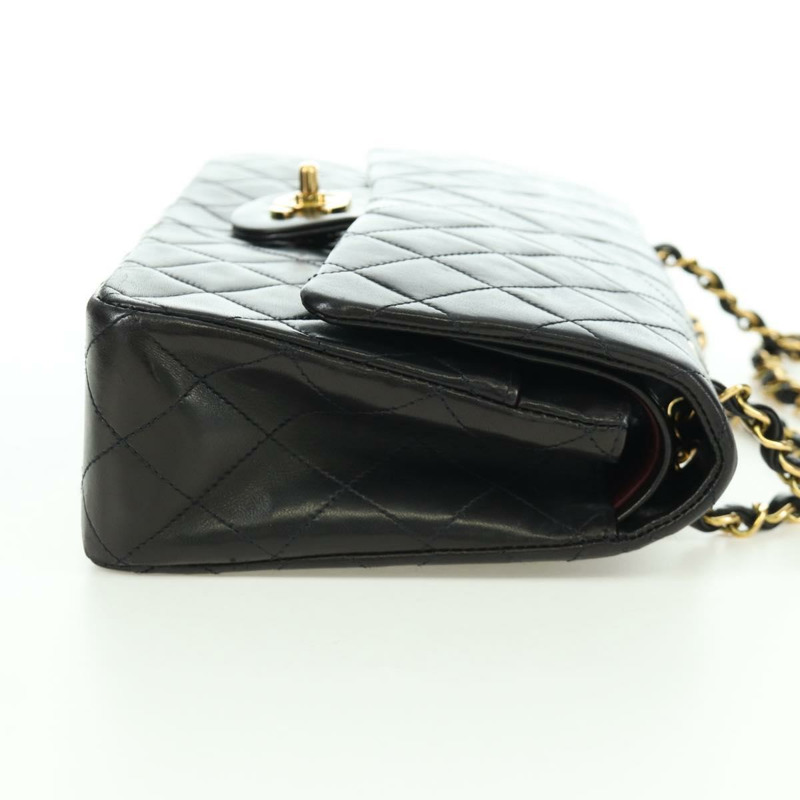 【日本直送】香奈兒 Matelasse 25 雙蓋鏈條包 羊皮 金色 黑色 CC Auth ARZ720SAV-3