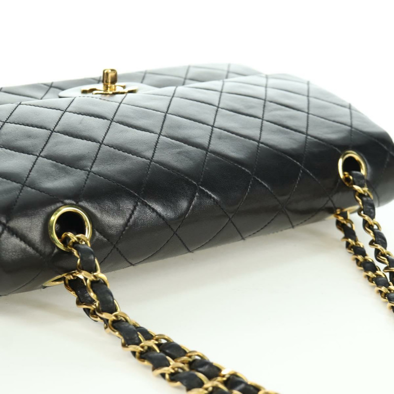 【日本直送】香奈兒 Matelasse 25 雙蓋鏈條包 羊皮 金色 黑色 CC Auth ARZ720SAV-5