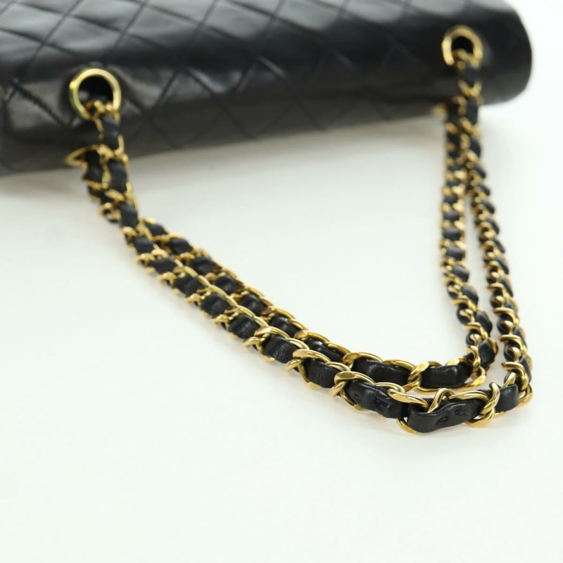 【日本直送】香奈兒 Matelasse 25 雙蓋鏈條包 羊皮 金色 黑色 CC Auth ARZ720SAV-6