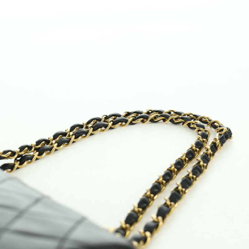 【日本直送】香奈兒 Matelasse 25 雙蓋鏈條包 羊皮 金色 黑色 CC Auth ARZ720SAV-13