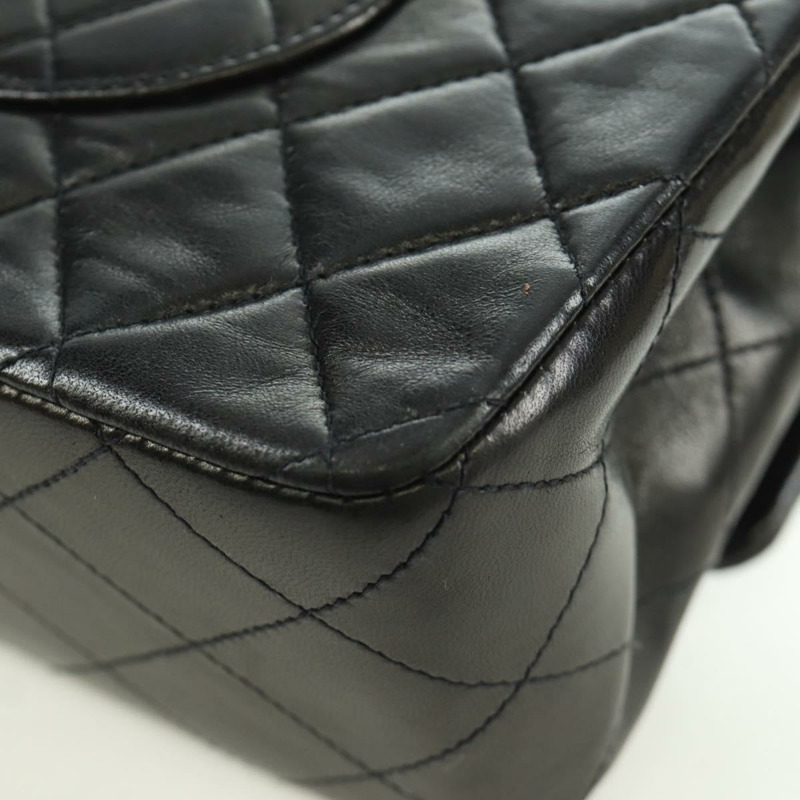 【日本直送】香奈兒 Matelasse 25 雙蓋鏈條包 羊皮 金色 黑色 CC Auth ARZ720SAV-17