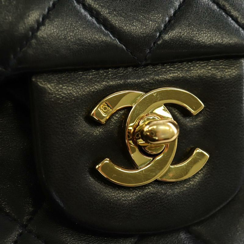 【日本直送】香奈兒 Matelasse 25 雙蓋鏈條包 羊皮 金色 黑色 CC Auth ARZ720SAV-18