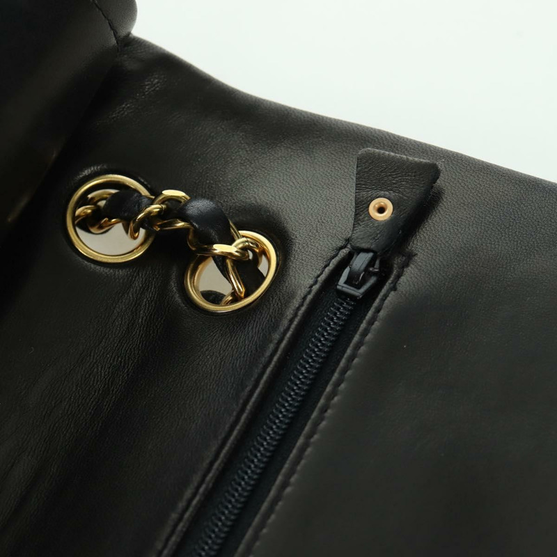 【日本直送】香奈兒 Matelasse 25 雙蓋鏈條包 羊皮 金色 黑色 CC Auth ARZ720SAV-21