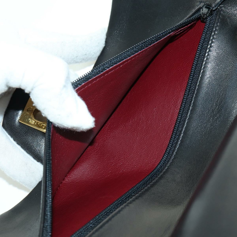 【日本直送】香奈兒 Matelasse 25 雙蓋鏈條包 羊皮 金色 黑色 CC Auth ARZ720SAV-22