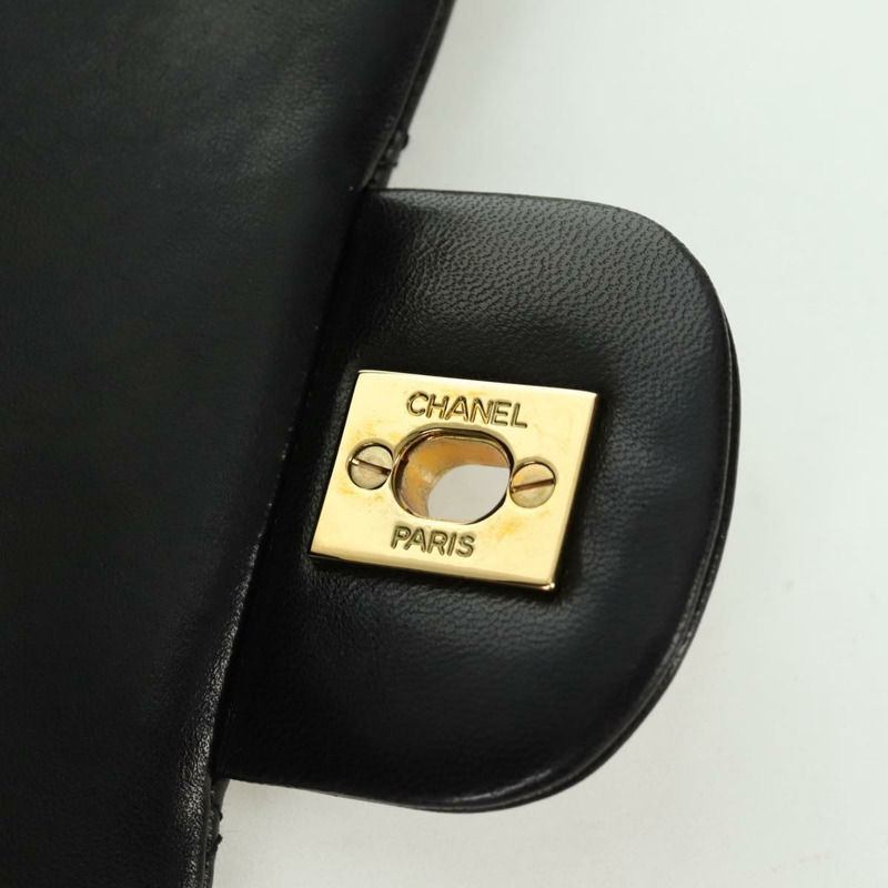 【日本直送】香奈兒 Matelasse 25 雙蓋鏈條包 羊皮 金色 黑色 CC Auth ARZ720SAV-24