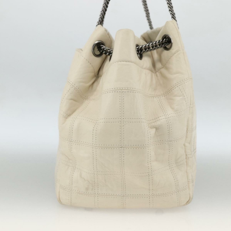 【日本直送】香奈兒 Choco Bar 鏈單肩包 白色羊皮 CC Auth LNZ762A-2