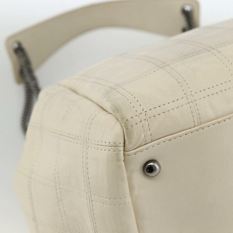 【日本直送】香奈兒 Choco Bar 鏈單肩包 白色羊皮 CC Auth LNZ762A-13