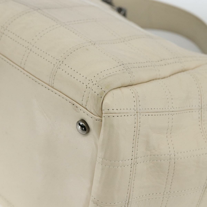 【日本直送】香奈兒 Choco Bar 鏈單肩包 白色羊皮 CC Auth LNZ762A-14