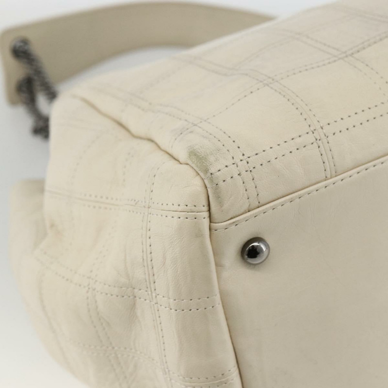 【日本直送】香奈兒 Choco Bar 鏈單肩包 白色羊皮 CC Auth LNZ762A-15