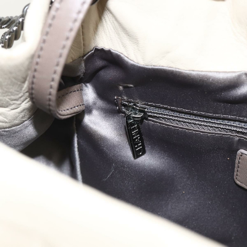 【日本直送】香奈兒 Choco Bar 鏈單肩包 白色羊皮 CC Auth LNZ762A-20