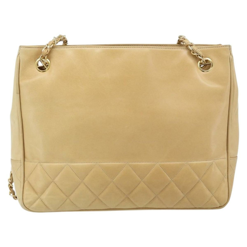 【日本直送】香奈兒 (CHANEL) Matelasse 鏈條手提包,羊皮材質,米色,金色 CC 標誌,正品 gh2001A-1