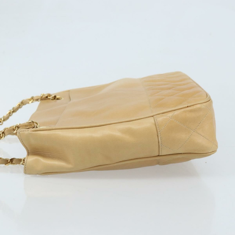 【日本直送】香奈兒 (CHANEL) Matelasse 鏈條手提包,羊皮材質,米色,金色 CC 標誌,正品 gh2001A-3