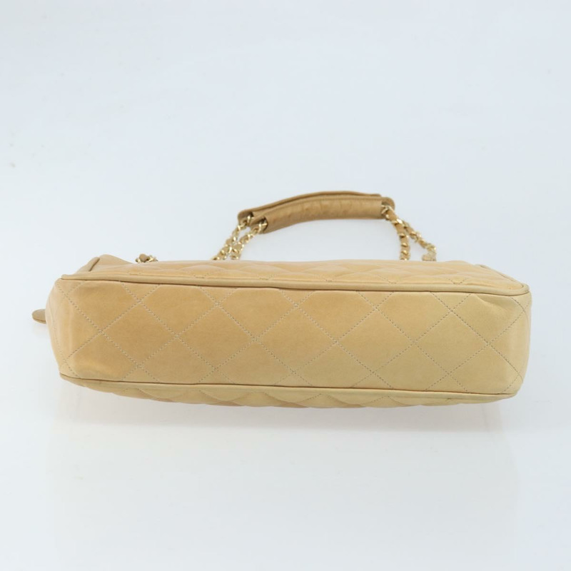 【日本直送】香奈兒 (CHANEL) Matelasse 鏈條手提包,羊皮材質,米色,金色 CC 標誌,正品 gh2001A-4
