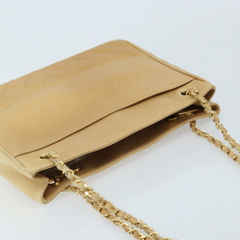 【日本直送】香奈兒 (CHANEL) Matelasse 鏈條手提包,羊皮材質,米色,金色 CC 標誌,正品 gh2001A-5