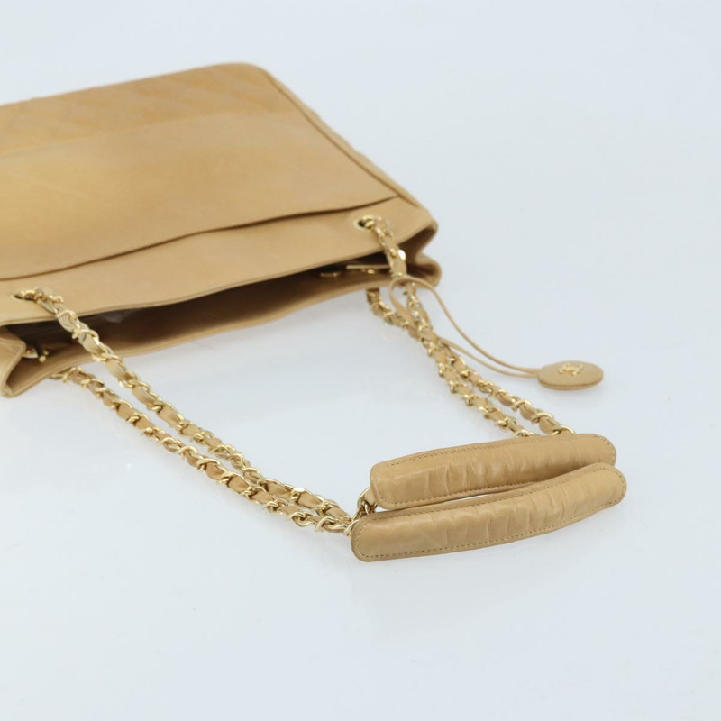 【日本直送】香奈兒 (CHANEL) Matelasse 鏈條手提包,羊皮材質,米色,金色 CC 標誌,正品 gh2001A-6