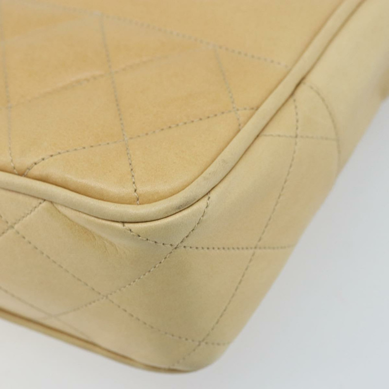 【日本直送】香奈兒 (CHANEL) Matelasse 鏈條手提包,羊皮材質,米色,金色 CC 標誌,正品 gh2001A-7