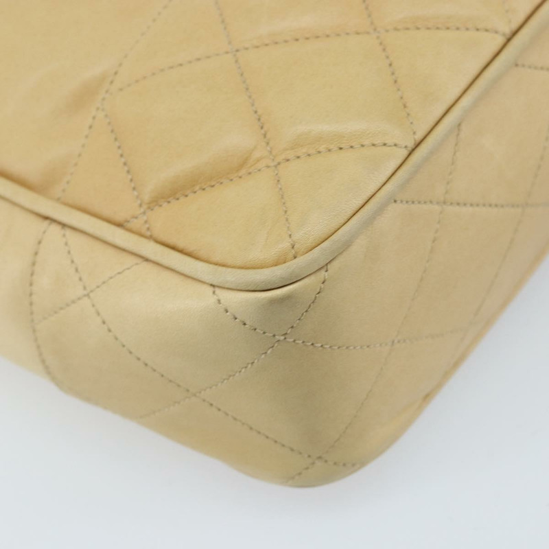 【日本直送】香奈兒 (CHANEL) Matelasse 鏈條手提包,羊皮材質,米色,金色 CC 標誌,正品 gh2001A-16