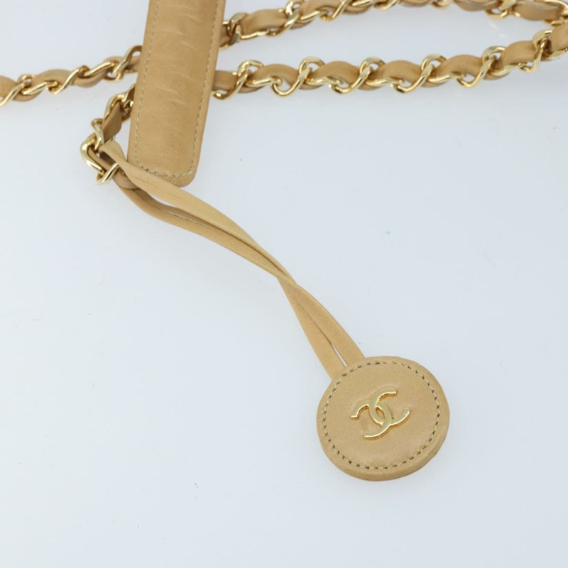 【日本直送】香奈兒 (CHANEL) Matelasse 鏈條手提包,羊皮材質,米色,金色 CC 標誌,正品 gh2001A-17