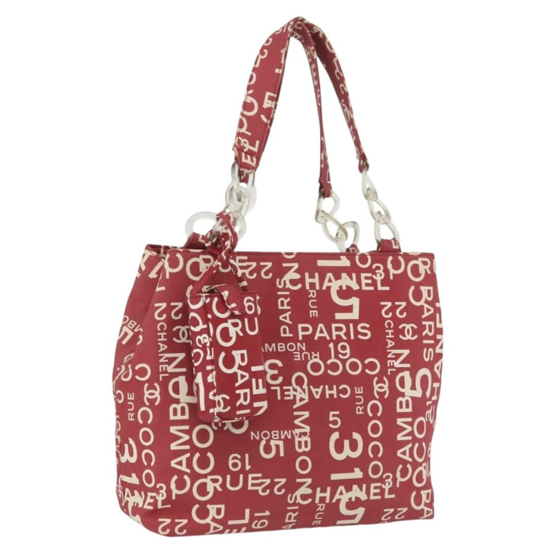 【日本直送】香奈兒 (CHANEL) 海濱系列帆布紅色手提包,帶雙C標誌,貨號BA11415A-0