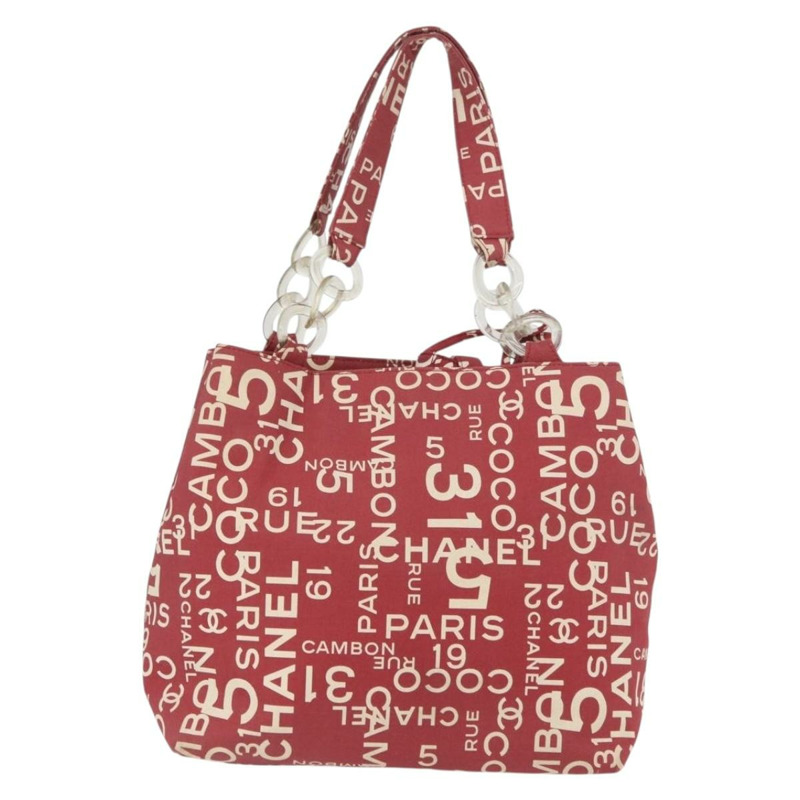 【日本直送】香奈兒 (CHANEL) 海濱系列帆布紅色手提包,帶雙C標誌,貨號BA11415A-1