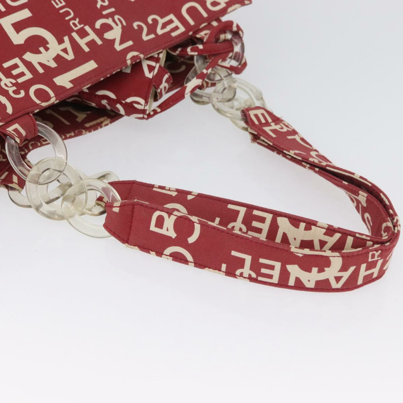 【日本直送】香奈兒 (CHANEL) 海濱系列帆布紅色手提包,帶雙C標誌,貨號BA11415A-6