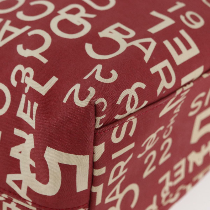 【日本直送】香奈兒 (CHANEL) 海濱系列帆布紅色手提包,帶雙C標誌,貨號BA11415A-8