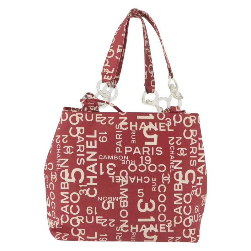 【日本直送】香奈兒 (CHANEL) 海濱系列帆布紅色手提包,帶雙C標誌,貨號BA11415A-12