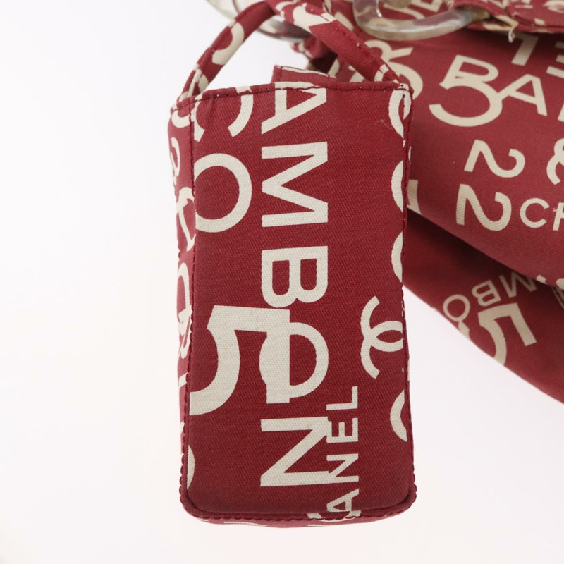 【日本直送】香奈兒 (CHANEL) 海濱系列帆布紅色手提包,帶雙C標誌,貨號BA11415A-24