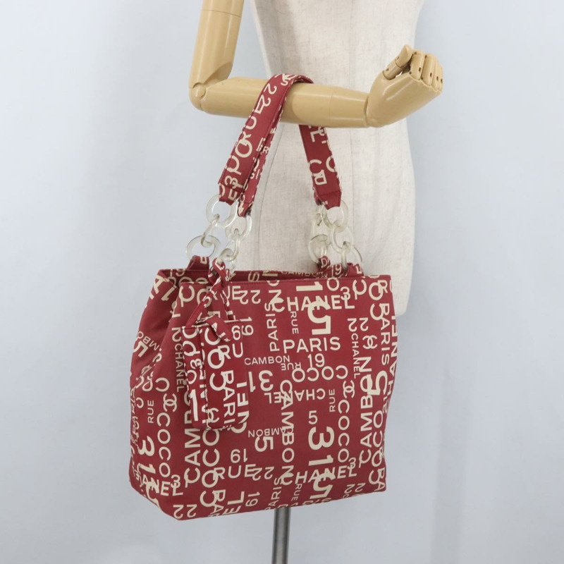 【日本直送】香奈兒 (CHANEL) 海濱系列帆布紅色手提包,帶雙C標誌,貨號BA11415A-26