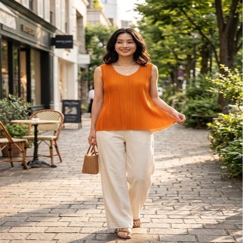 三宅一生PLEATS PLEASE ISSEY MIYAKE 亮橘上衣