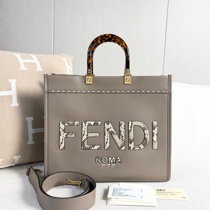 Fendi Sunshine托特包 灰色 金扣 36*31*16 98新配件肩帶 說明書 塵袋-1