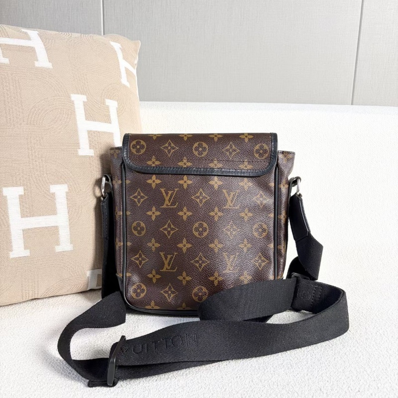 LV老花翻蓋郵差包肩背斜背包 經典老花拼黑 20*23*6 98新配件塵袋-1