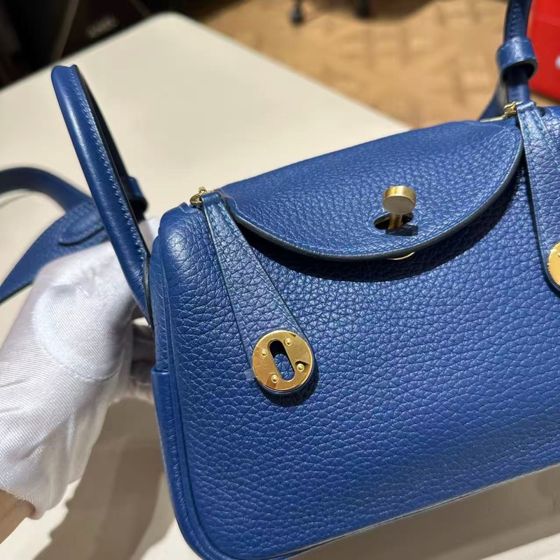🌈Hermes💙Mini Lindy一代💙S4深邃藍金扣🌈全套有單💙98新🌟TC皮🌟Stamp Z🌟minilindy🌟lindy🌟愛馬仕🌟-3