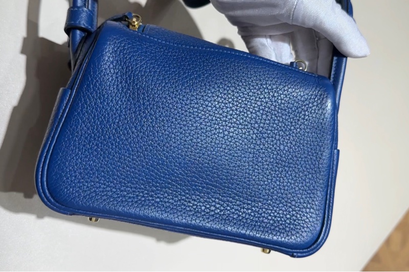 🌈Hermes💙Mini Lindy一代💙S4深邃藍金扣🌈全套有單💙98新🌟TC皮🌟Stamp Z🌟minilindy🌟lindy🌟愛馬仕🌟-7