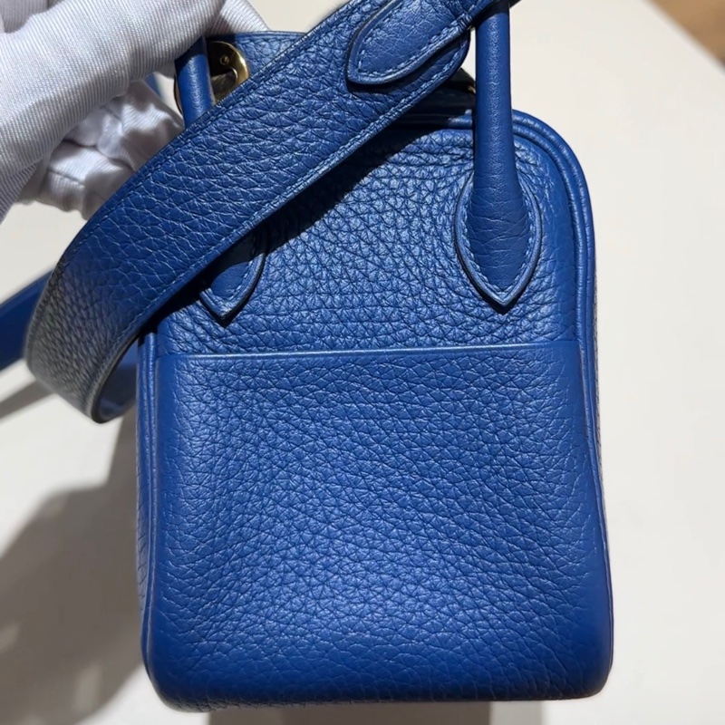 🌈Hermes💙Mini Lindy一代💙S4深邃藍金扣🌈全套有單💙98新🌟TC皮🌟Stamp Z🌟minilindy🌟lindy🌟愛馬仕🌟-8