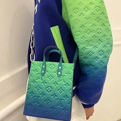 LV SAC PLAT XS漸變老花琴譜包 芯片款 綠色漸變 牛皮 16*19*6 99新配件塵袋 購證