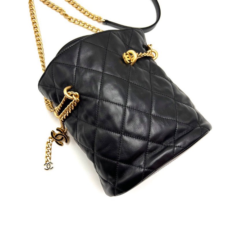 CHANEL 黑金22p琺瑯 手提肩背水桶包 18*19*11 99新配件盒子 塵袋-4