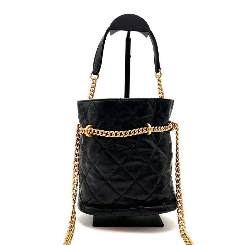 CHANEL 黑金22p琺瑯 手提肩背水桶包 18*19*11 99新配件盒子 塵袋-7