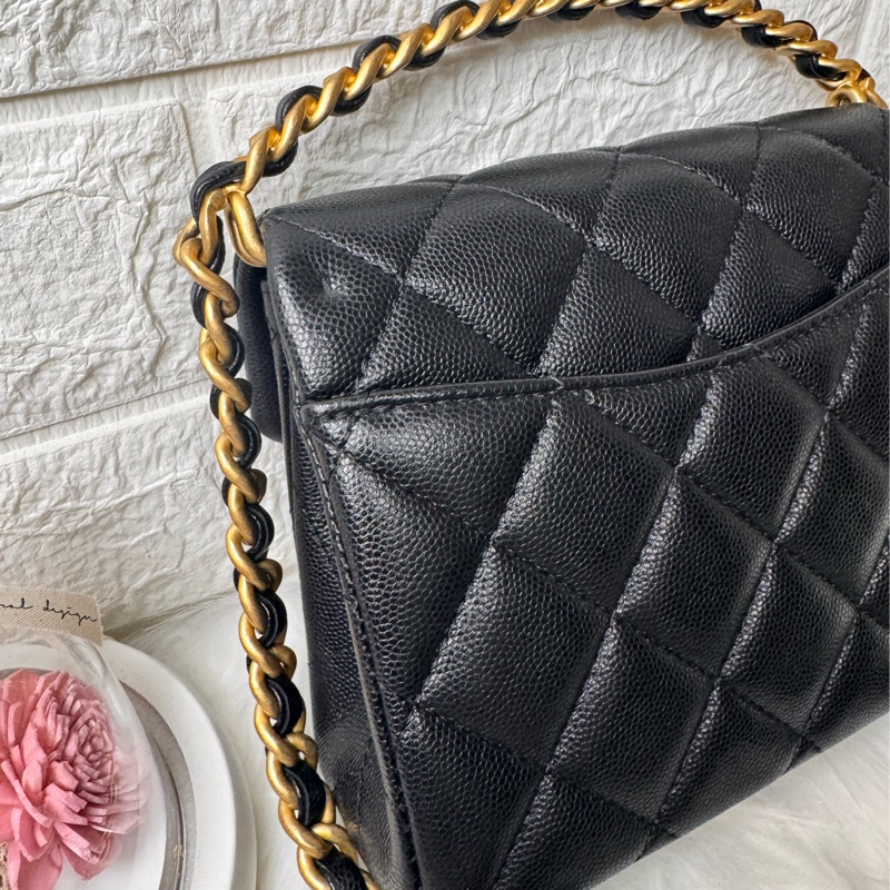 香奈兒24 s亮面粒紋小牛皮芯片-7