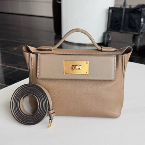 Hermes愛馬仕2424mini威馬犬灰evercolor皮Z刻 有塵袋