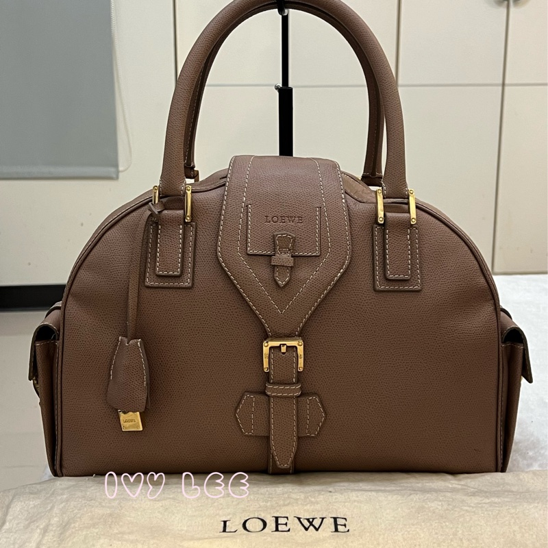LOEWE Traveler 手提包 藕粉色 保齡球包 波士頓包 正品 二手精品-0