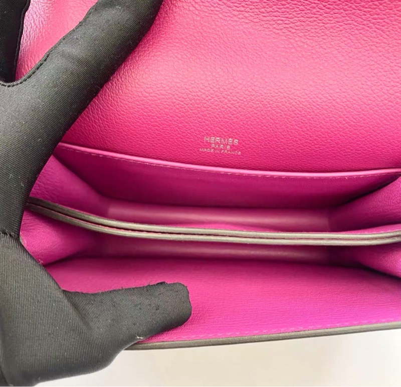 🌈Hermes💜Mini Roulis 19💜玫瑰紫色銀扣🌈99新🌟Evercolor皮🌟miniroulis🌟roulis19🌟豬鼻子🌟愛馬仕🌟-1