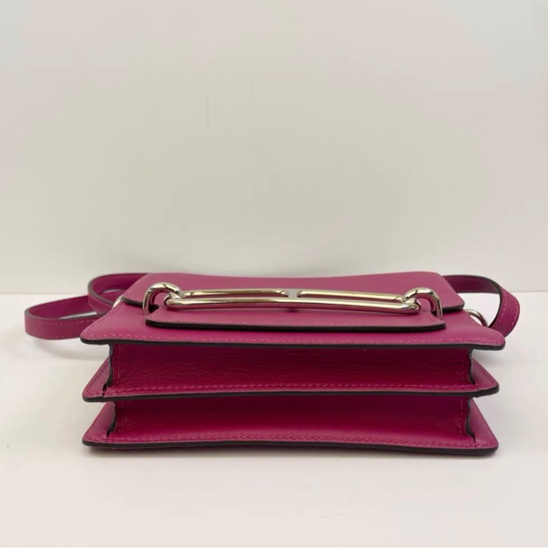 🌈Hermes💜Mini Roulis 19💜玫瑰紫色銀扣🌈99新🌟Evercolor皮🌟miniroulis🌟roulis19🌟豬鼻子🌟愛馬仕🌟-3