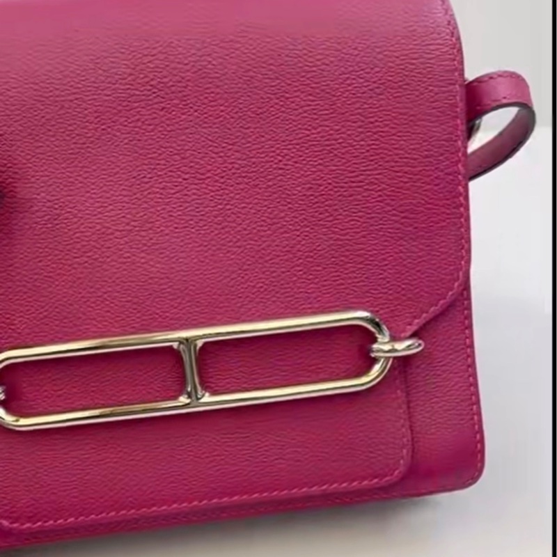 🌈Hermes💜Mini Roulis 19💜玫瑰紫色銀扣🌈99新🌟Evercolor皮🌟miniroulis🌟roulis19🌟豬鼻子🌟愛馬仕🌟-7