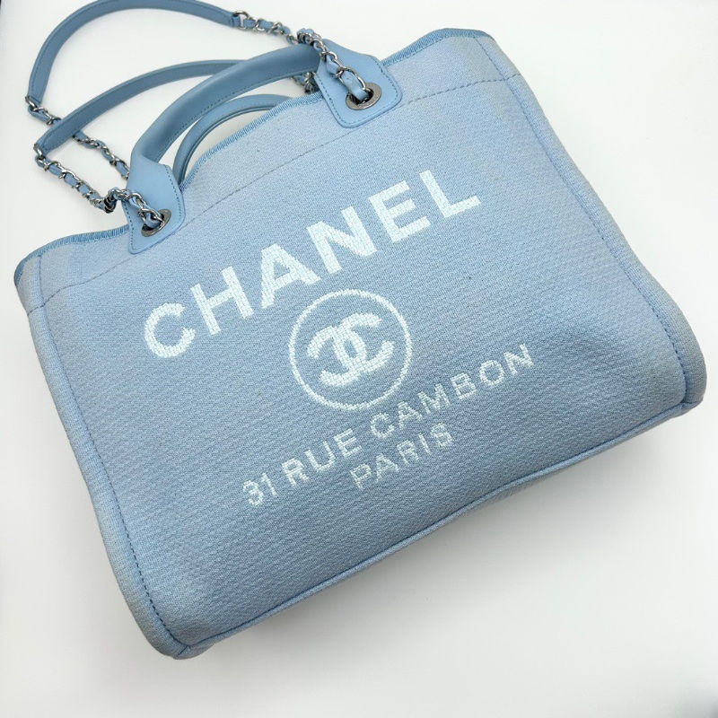 CHANEL藍色小號子母手提沙灘包32*25*12 98新配件子袋 塵袋-3