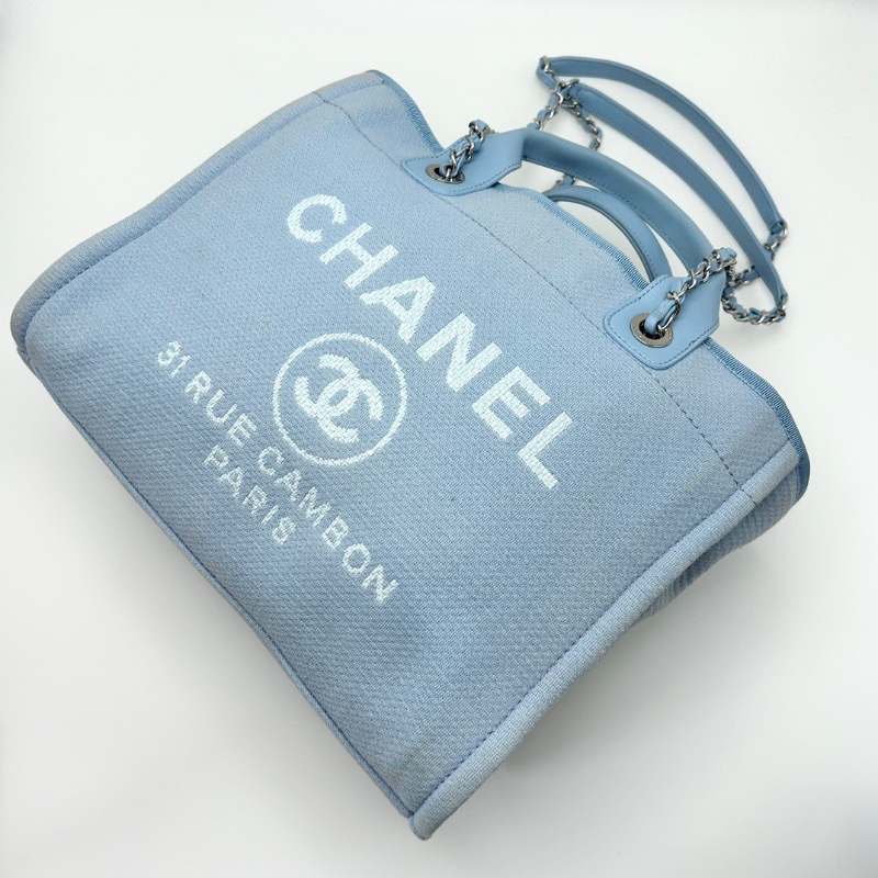 CHANEL藍色小號子母手提沙灘包32*25*12 98新配件子袋 塵袋-5