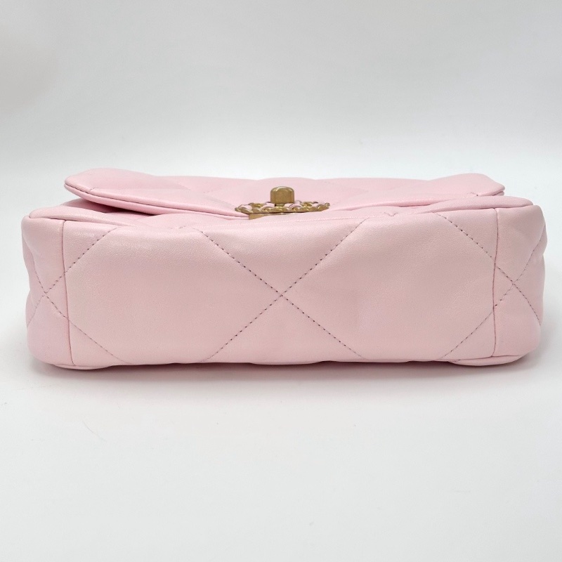 CHANEL 櫻花粉金扣19bag小號肩背斜背包25*15*7 99新配件盒子 塵袋 卡冊 購證-4