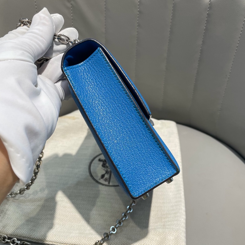 🌈Hermes💙Mini Verrou💙坦桑尼亞藍色銀扣🌈99新🌟miniverrou🌟Verrou🌟愛馬仕🌟-2